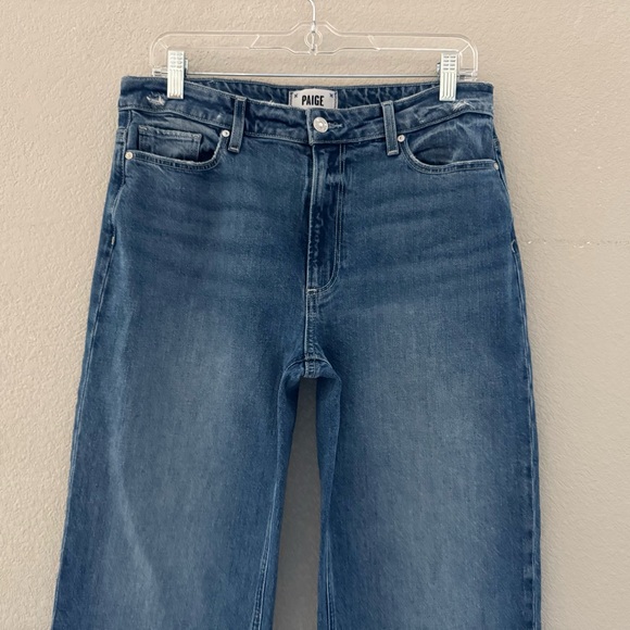 Paige Leenah Wide Leg Jeans 30 Volar Med Blue Denim Relax Casual Minimalist Chic - Picture 7 of 14